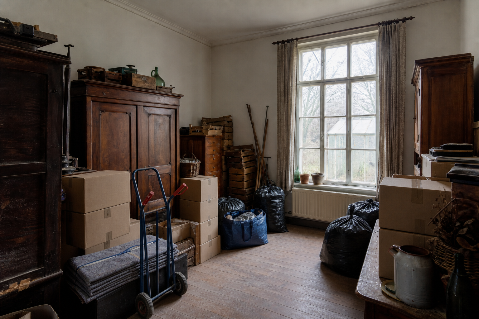 Vide maison de serriste avec annexes à Hoeilaart : avant, en cours et après — intervention en cours