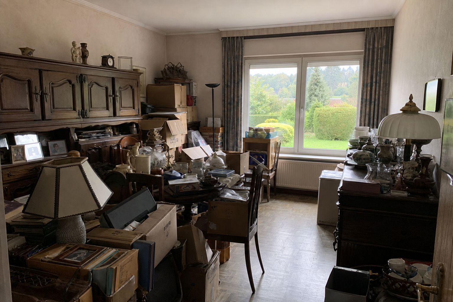 Vide maison familiale avec jardin à Hoeselt : avant, en cours et après — avant débarras
