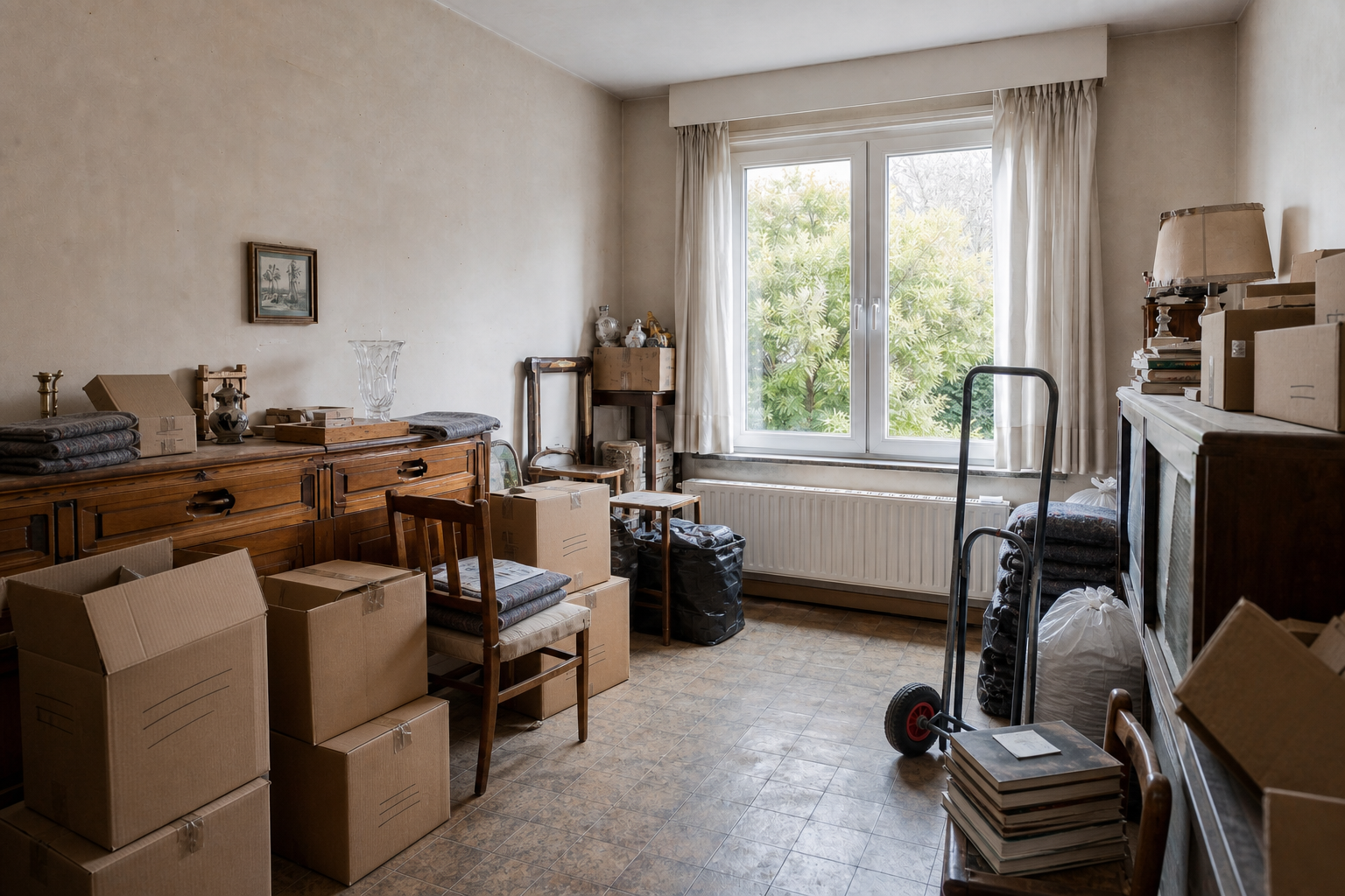 Vide maison quatre façades avant rénovation à Holsbeek : avant, en cours et après — intervention en cours