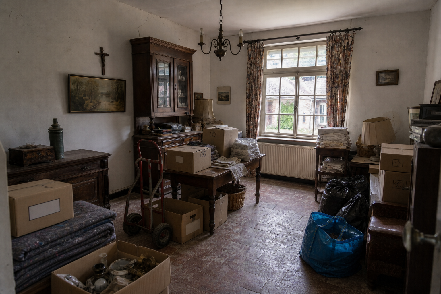 Vide fermette avec dépendances à Hoogstraten : avant, en cours et après — intervention en cours