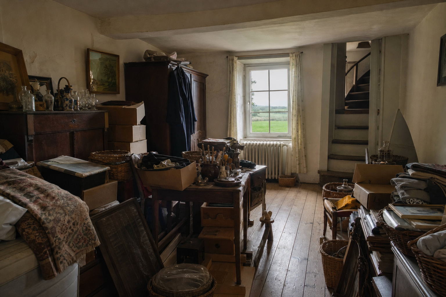 Vide ancienne maison de tisserand à Horebeke : avant, en cours et après — avant débarras