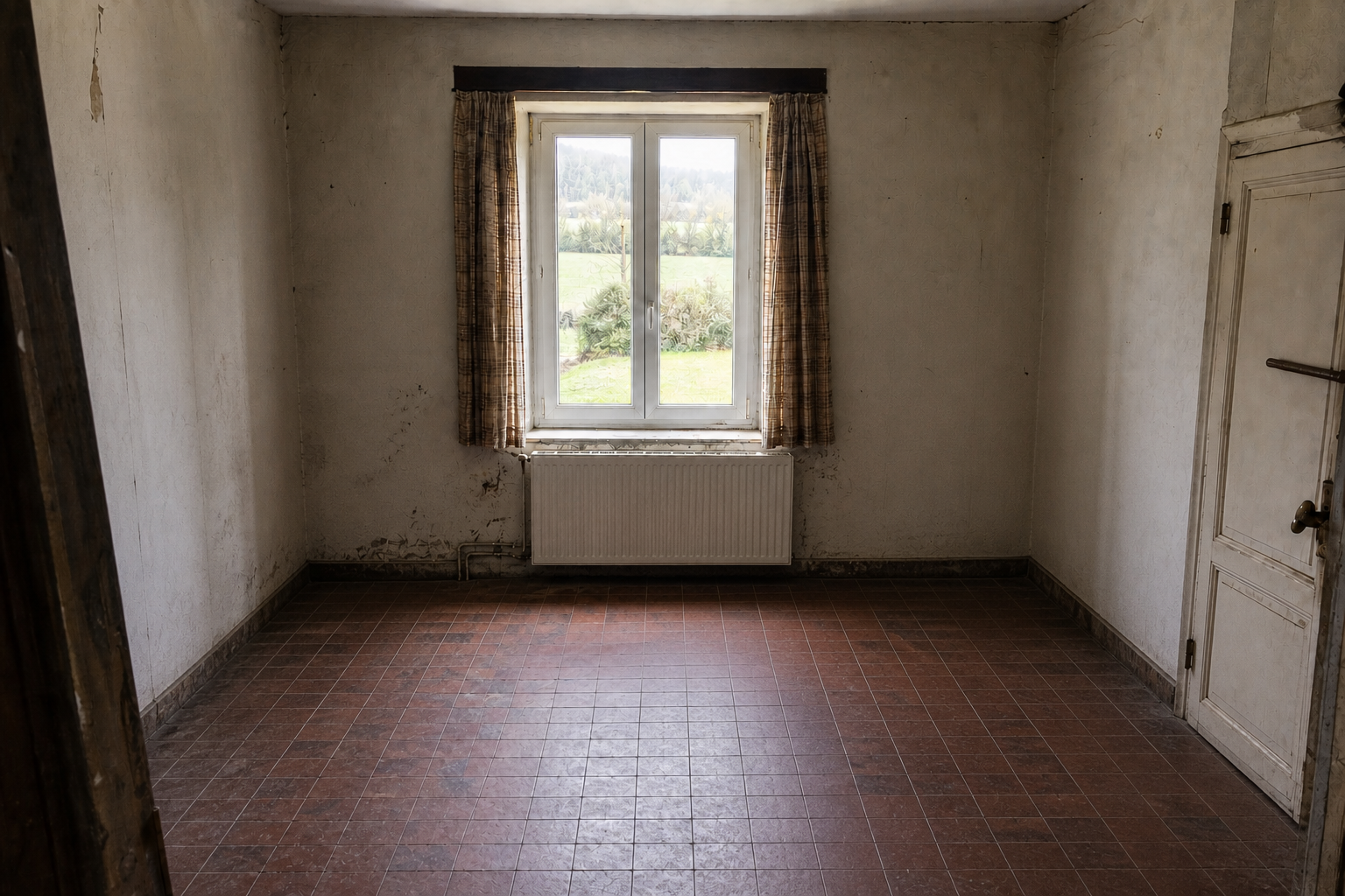 Vide fermette avec dépendances à Houyet : avant, en cours et après — après débarras