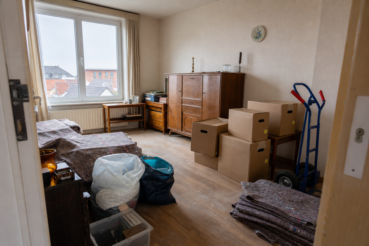 Débarras après départ en maison de repos à Ichtegem : avant, en cours et après — intervention en cours