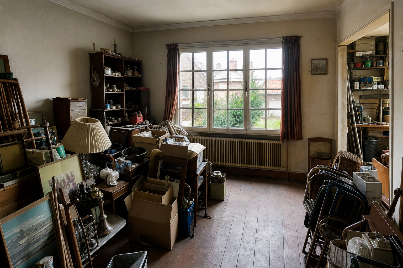 Vide maison familiale avec atelier à Ieper : avant, en cours et après — avant débarras
