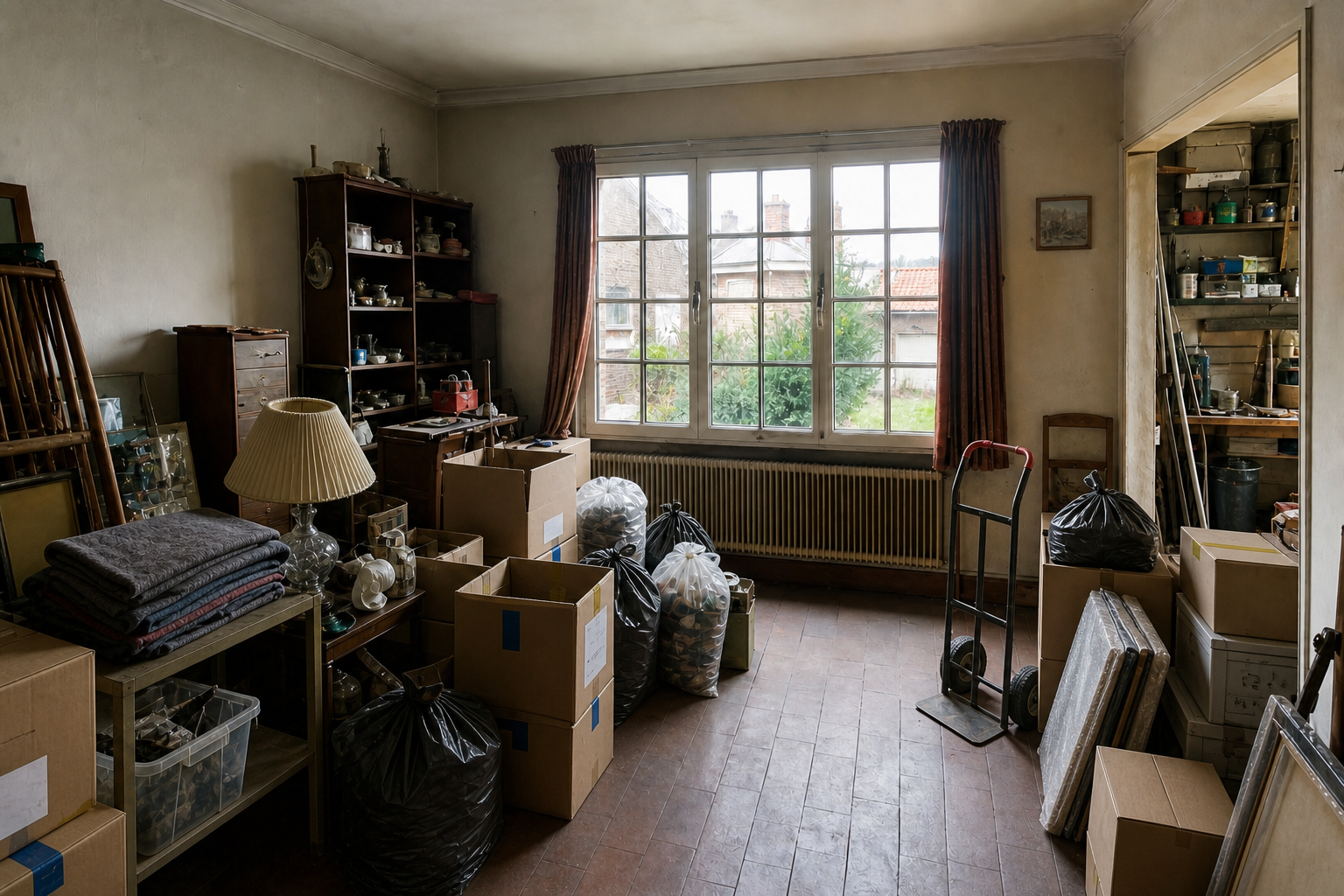 Vide maison familiale avec atelier à Ieper : avant, en cours et après — intervention en cours