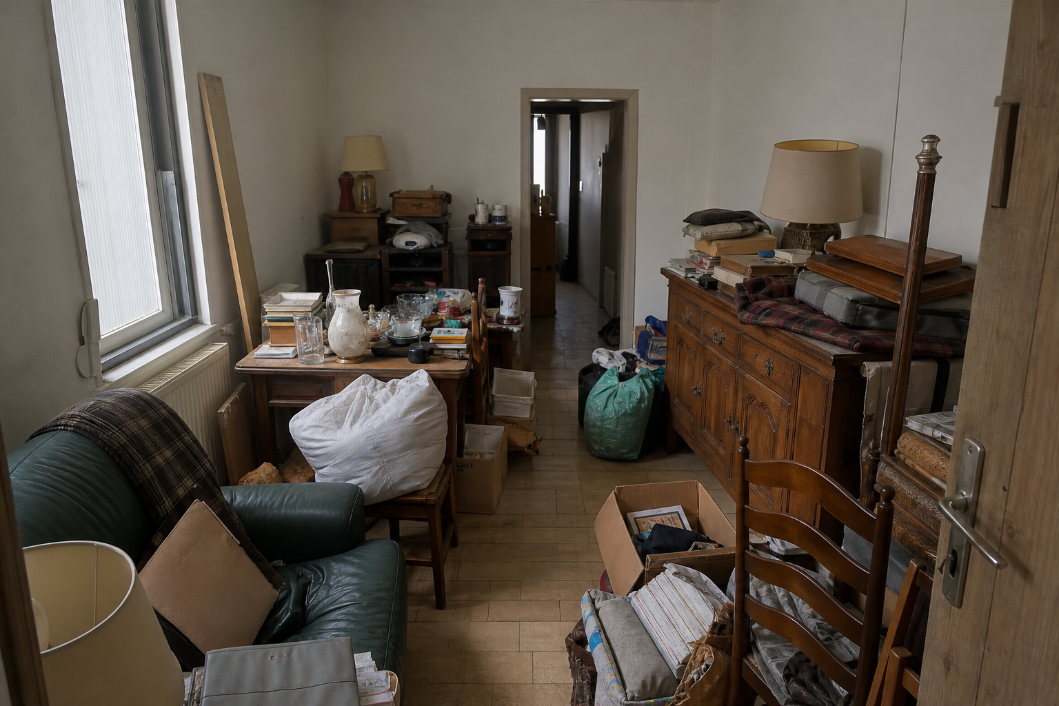 Vide maison mitoyenne à Ittre : avant, en cours et après — avant débarras