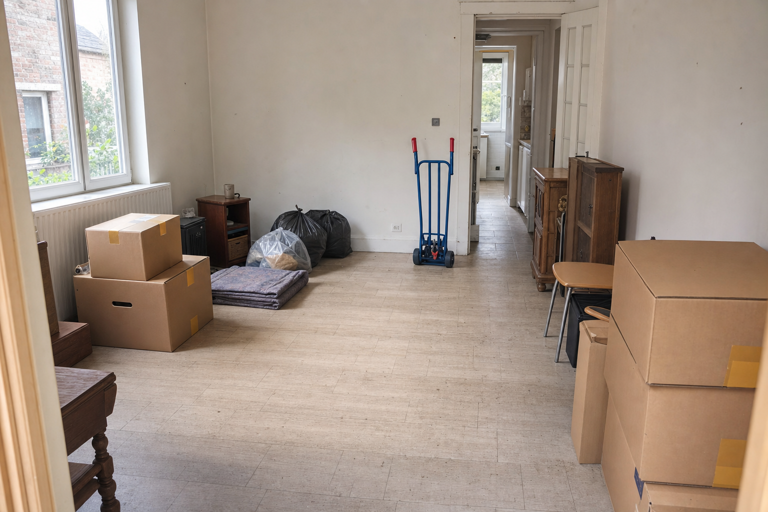 Vide maison mitoyenne à Ittre : avant, en cours et après — intervention en cours