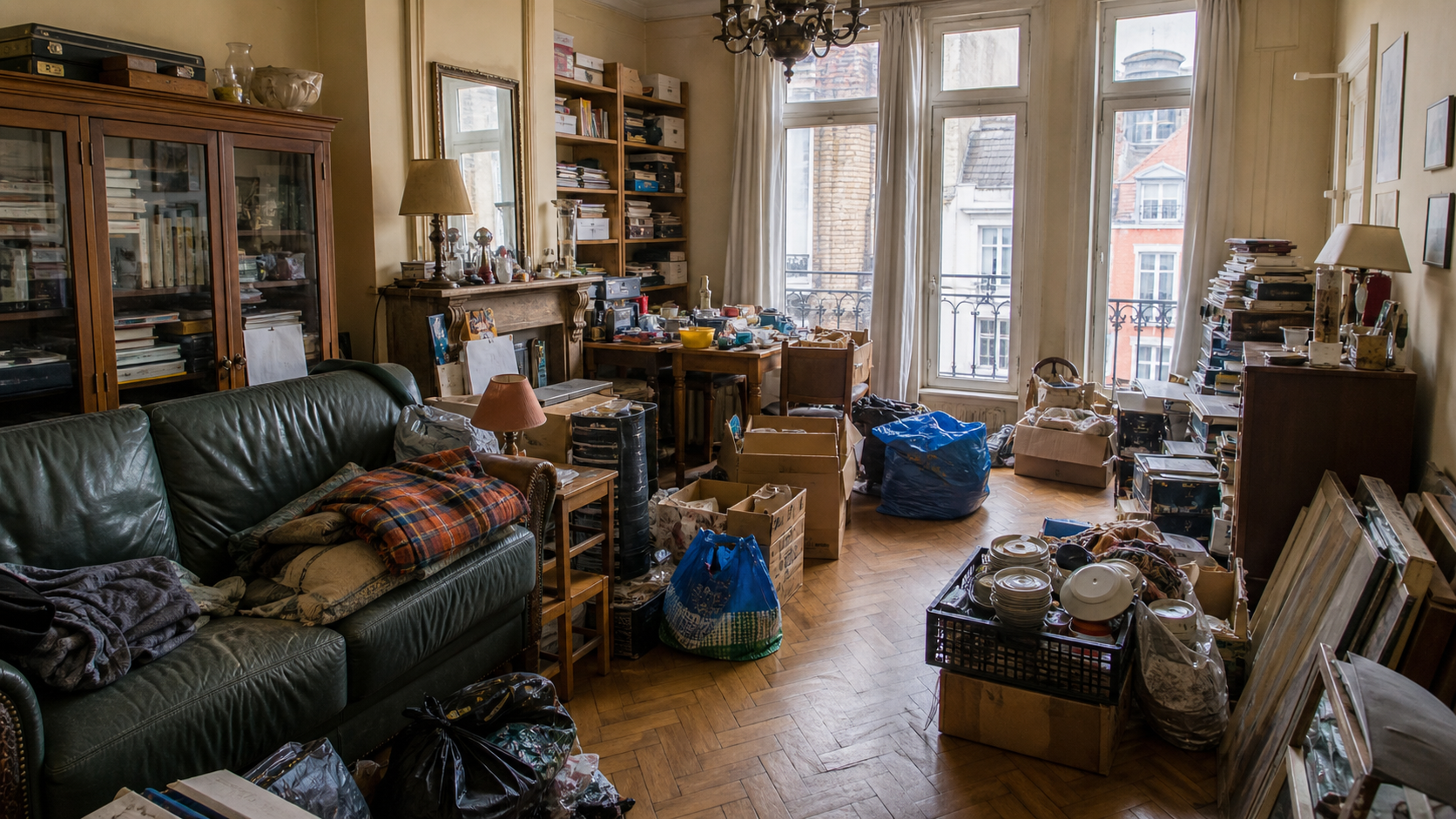 Vide appartement à Ixelles : avant, en cours et après — avant débarras