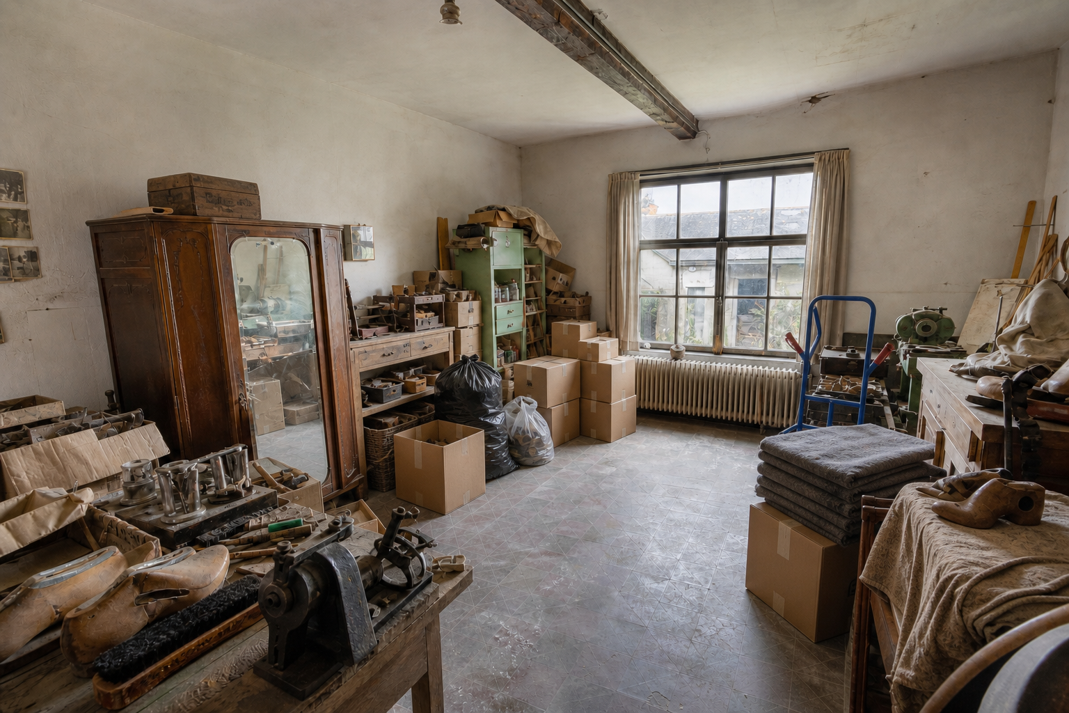 Vide garage-atelier à Izegem : avant, en cours et après — intervention en cours