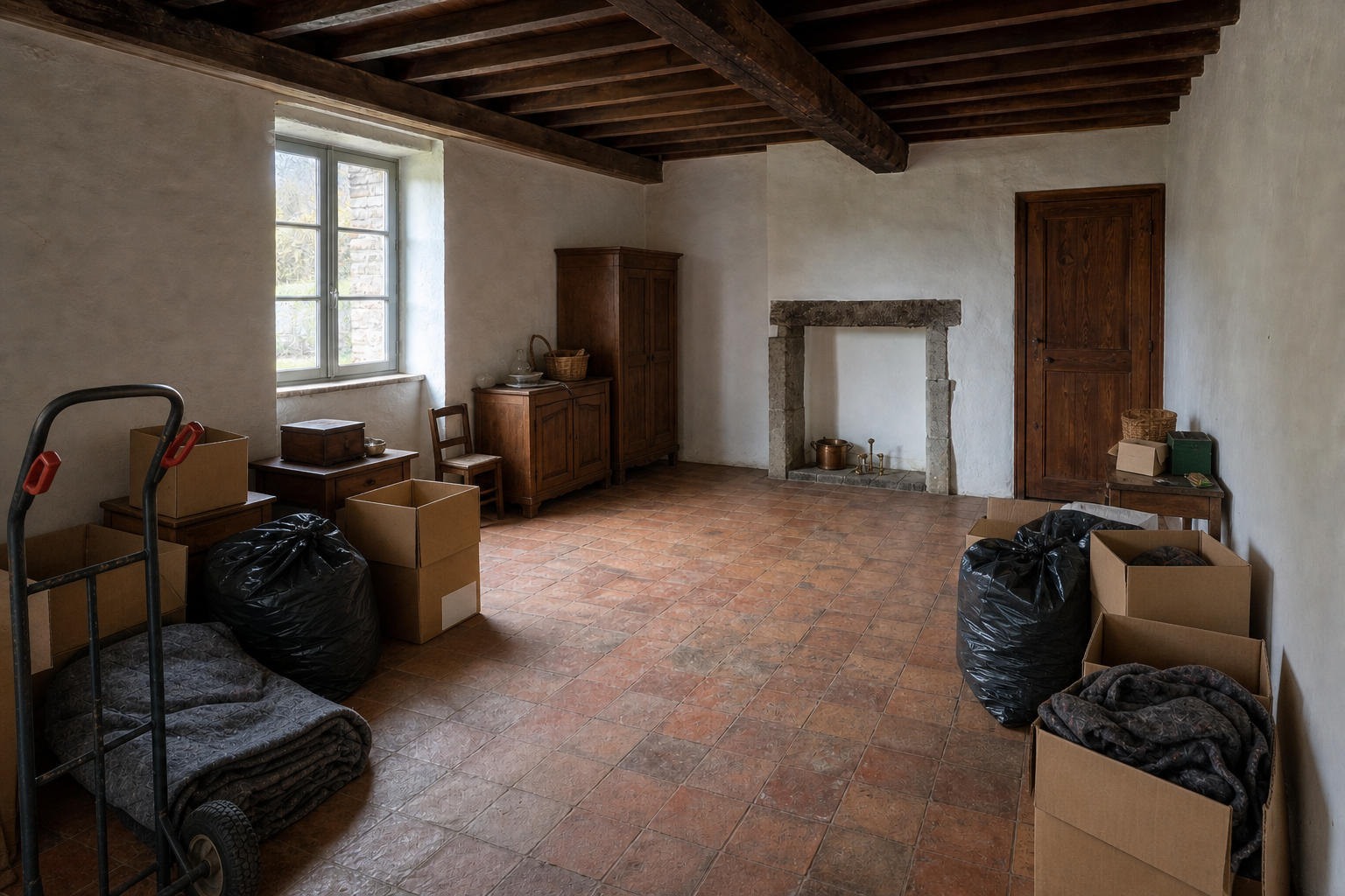 Vide maison familiale à Jemeppe-sur-Sambre : avant, en cours et après — intervention en cours