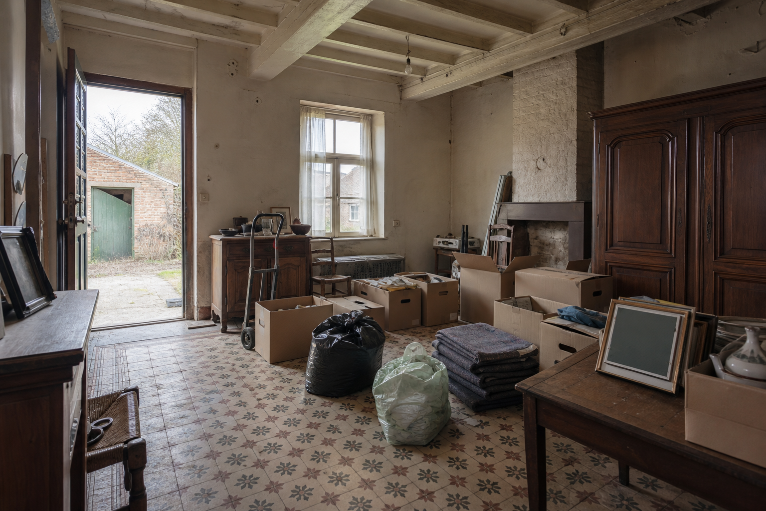 Vide maison familiale à Kalmthout : avant, en cours et après — intervention en cours