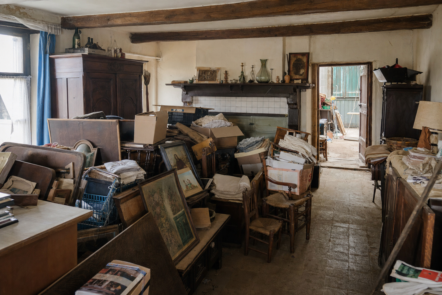 Vide fermette avec dépendances à Kampenhout : avant, en cours et après — avant débarras