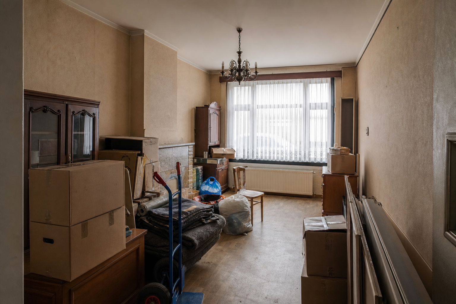 Vide maison mitoyenne à Kapelle-op-den-Bos : avant, en cours et après — intervention en cours