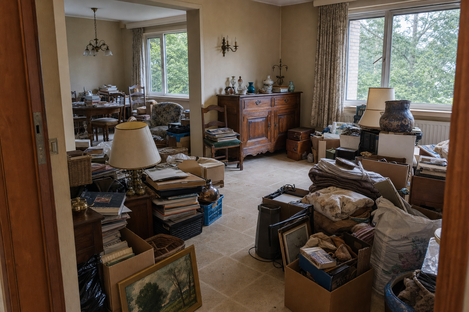 Vide villa à Keerbergen : avant, en cours et après — avant débarras