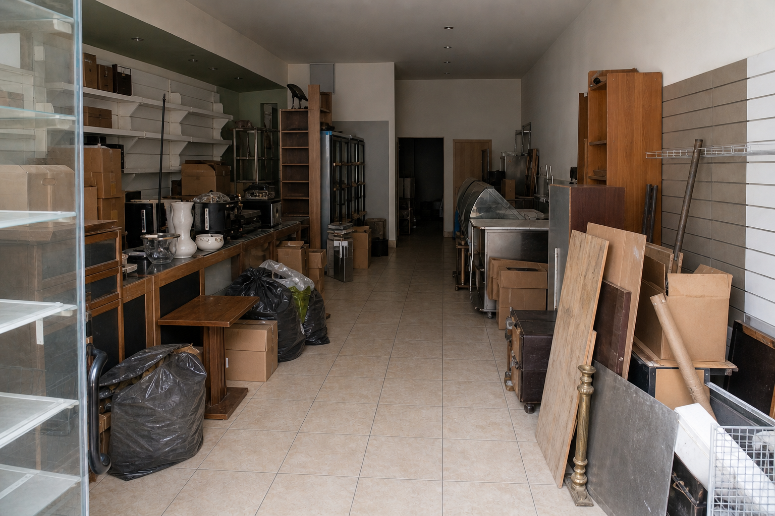 Vide petit commerce à Koekelberg : avant, en cours et après — avant débarras