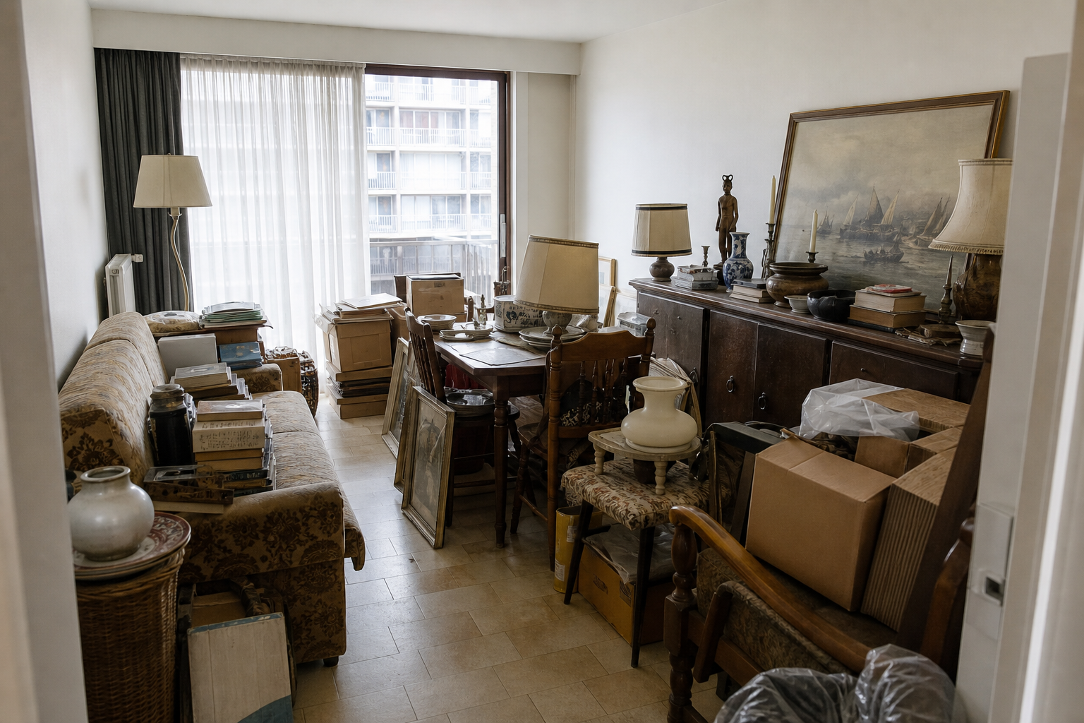 Vide appartement de résidence secondaire à Koksijde : avant, en cours et après — avant débarras