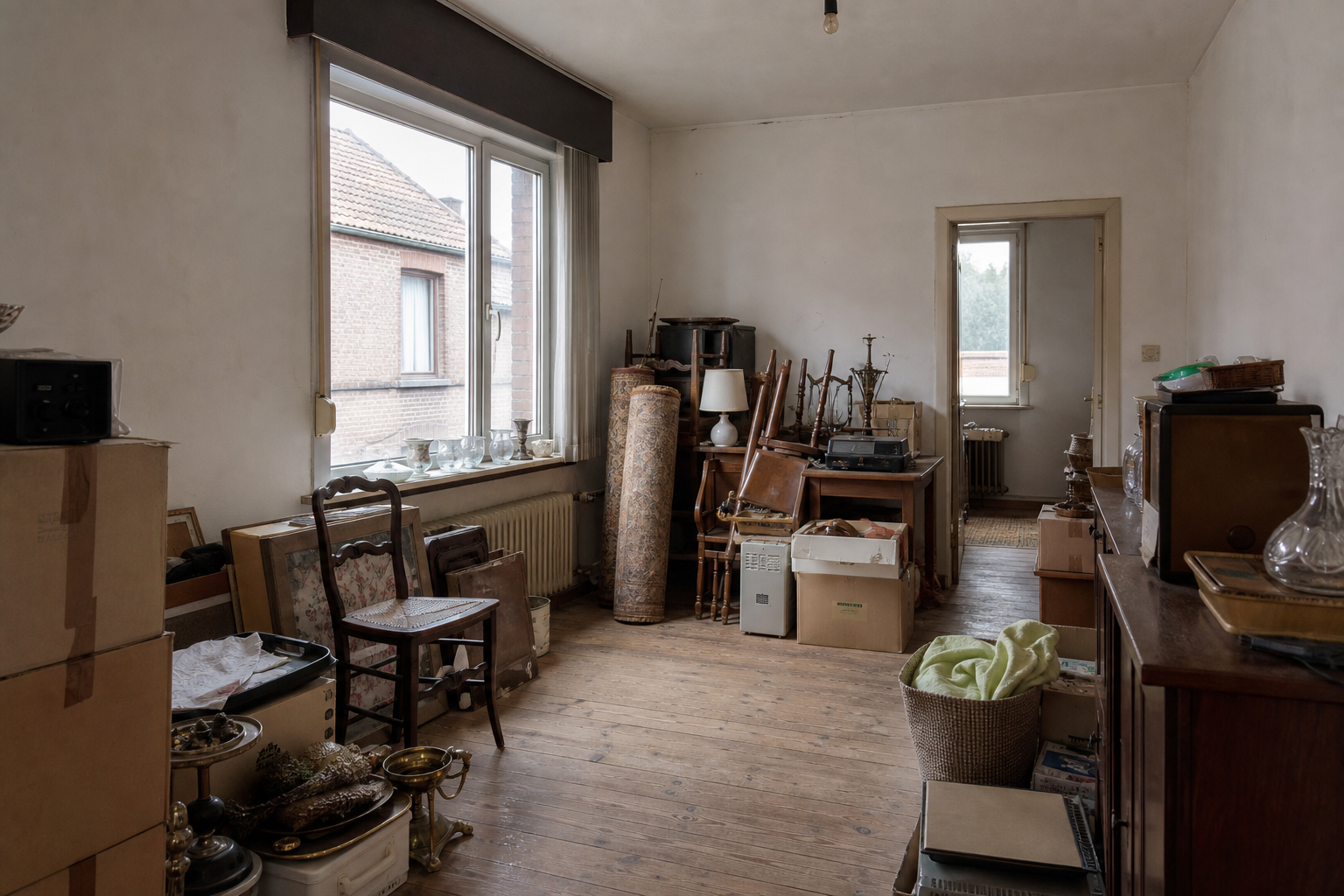 Débarras complet avant rénovation à Kortemark : avant, en cours et après — avant débarras