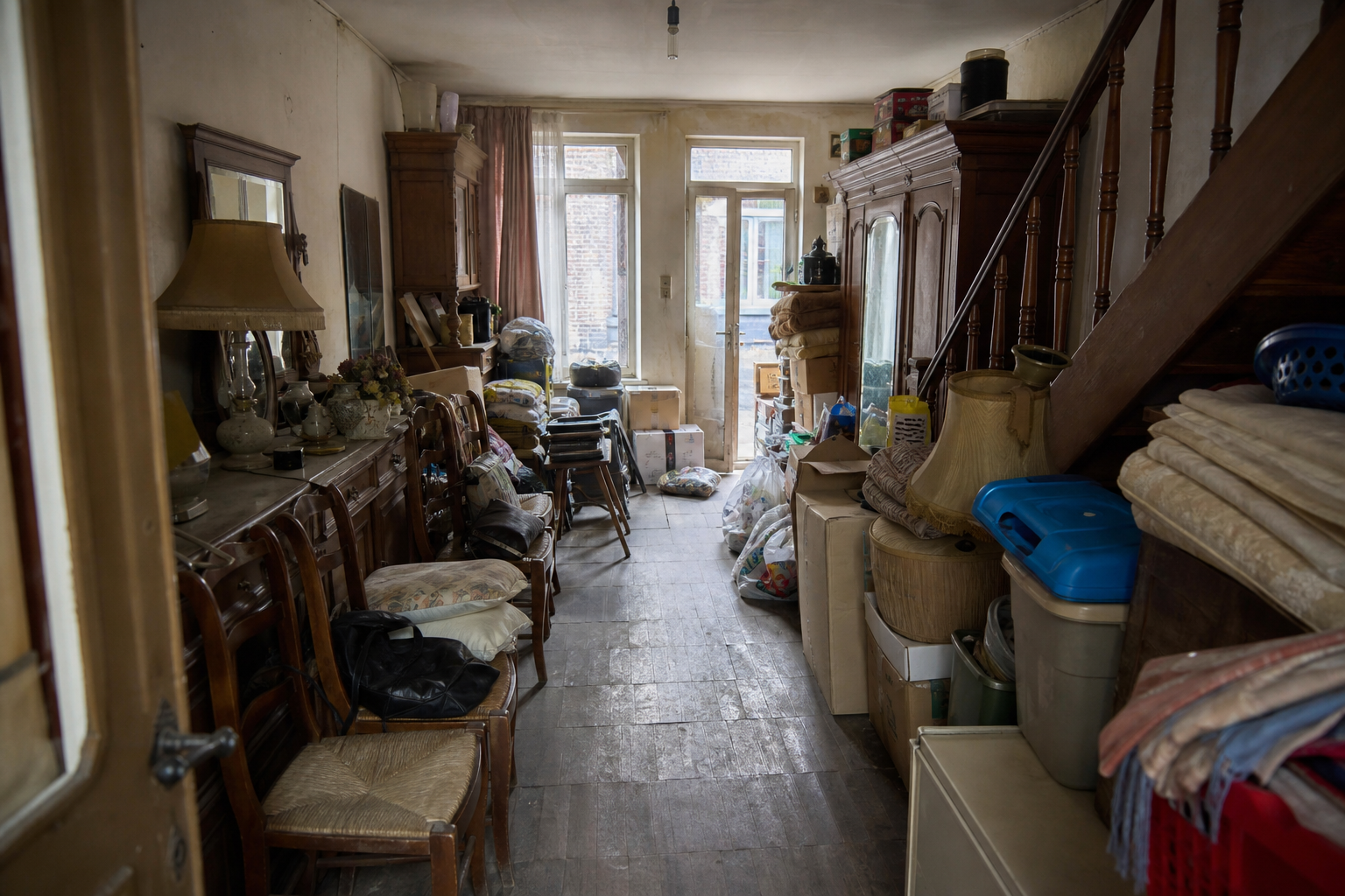 Vide maison villageoise avec grange à Kortenaken : avant, en cours et après — intervention en cours