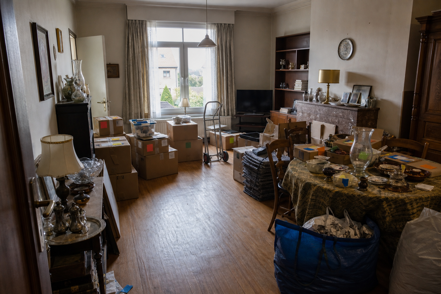 Débarras après départ en maison de repos à Kortenberg : avant, en cours et après — intervention en cours