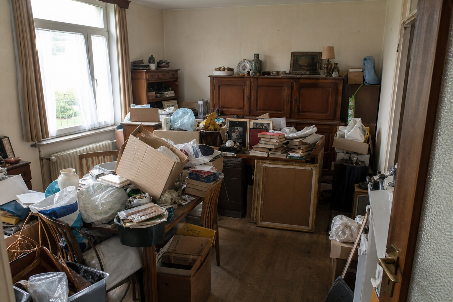 Débarras après départ en maison de repos à Kortessem : avant, en cours et après — avant débarras