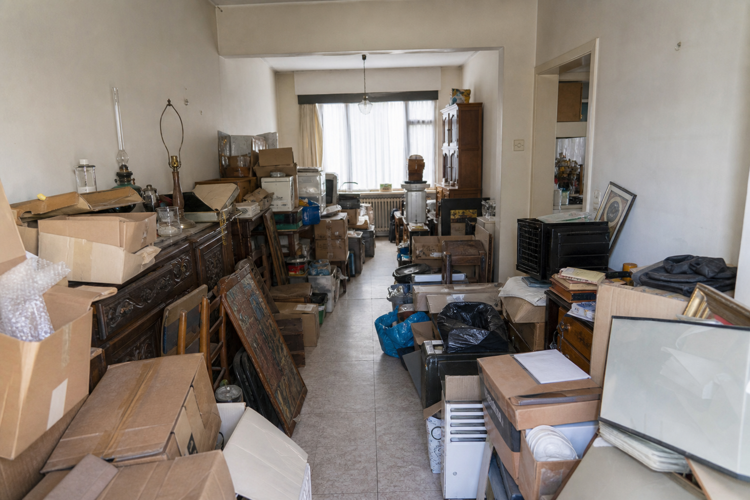 Vide maison mitoyenne à Kruibeke : avant, en cours et après — avant débarras