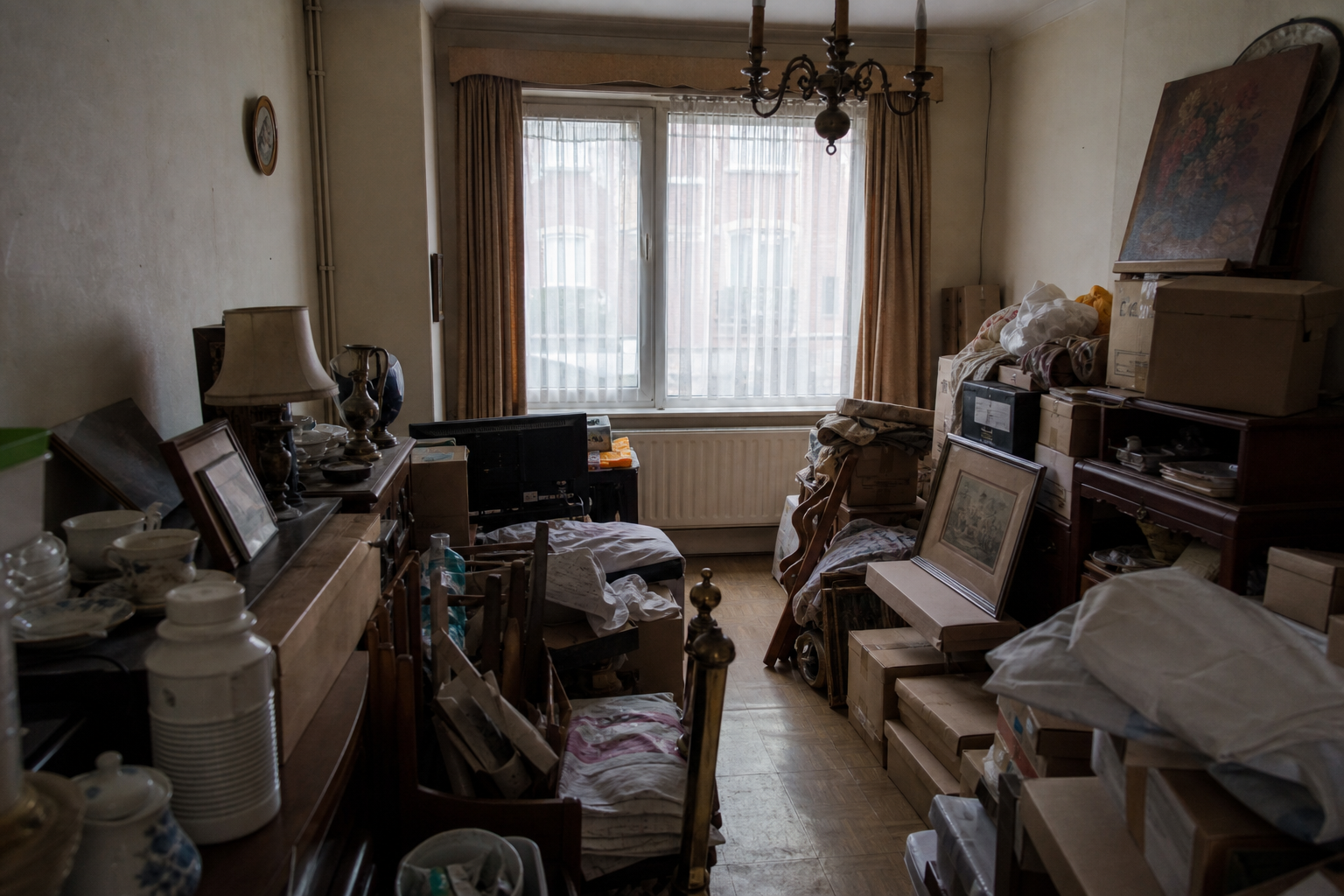 Vide maison mitoyenne en fin de bail à Kuurne : avant, en cours et après — avant débarras