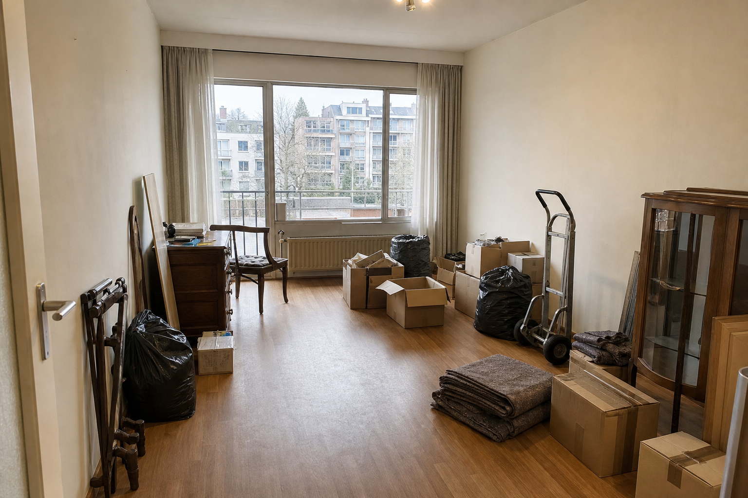 Vide appartement en résidence à La Hulpe : avant, en cours et après — intervention en cours