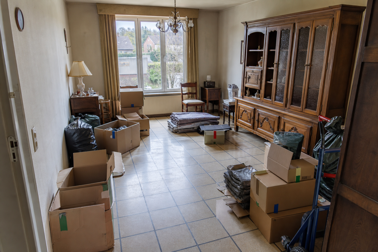 Vide maison familiale à Laarne : avant, en cours et après — intervention en cours