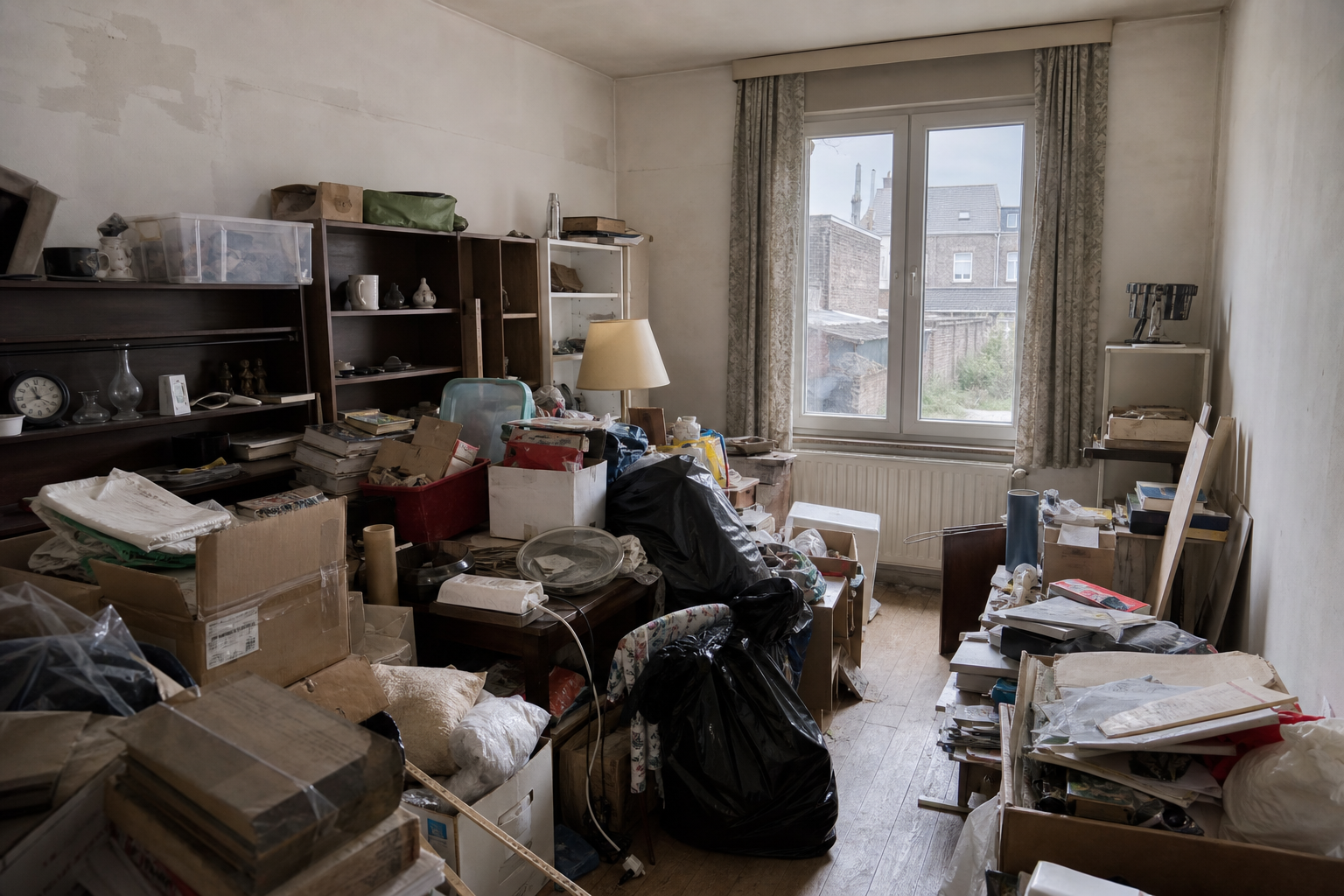 Vide maison mitoyenne à Lede : avant, en cours et après — avant débarras