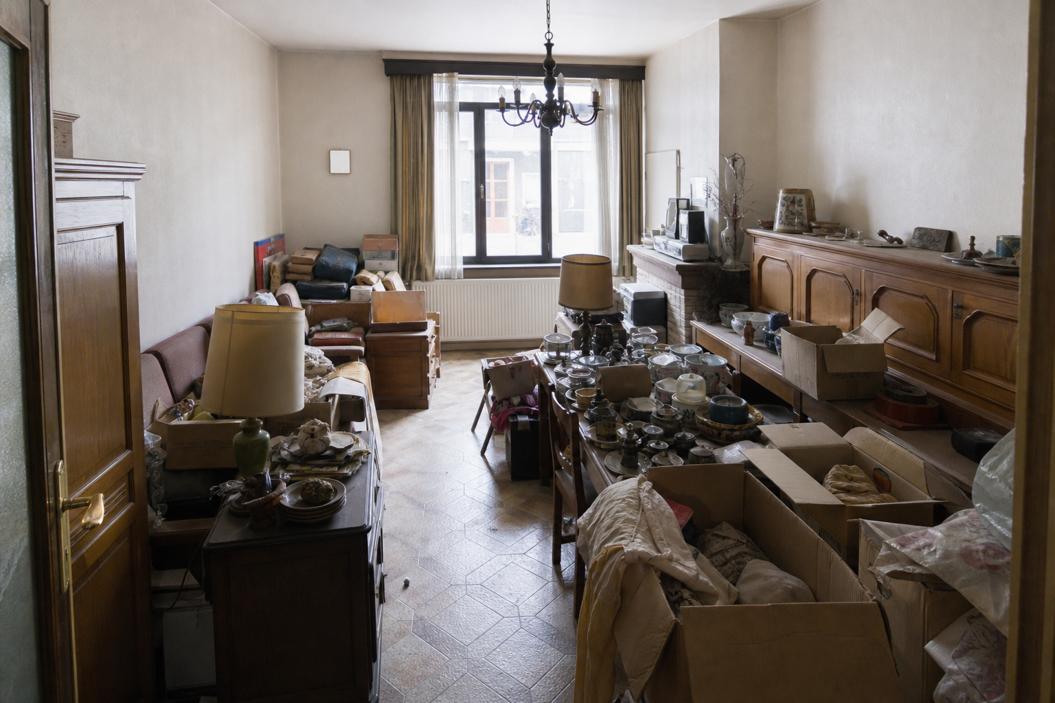 Vide maison mitoyenne à Bourg-Léopold : avant, en cours et après — avant débarras