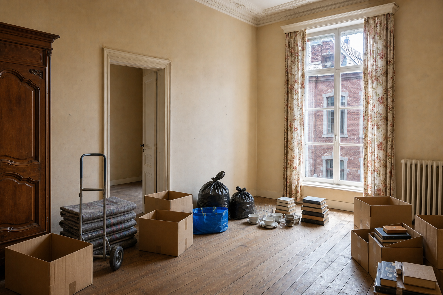 Vide maison de maître à Lessines : avant, en cours et après — intervention en cours