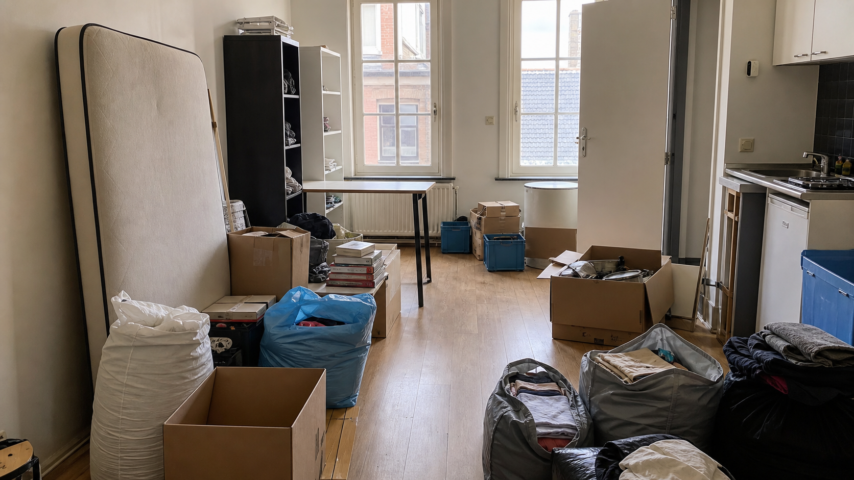 Vide studio étudiant à Leuven : avant, en cours et après — intervention en cours