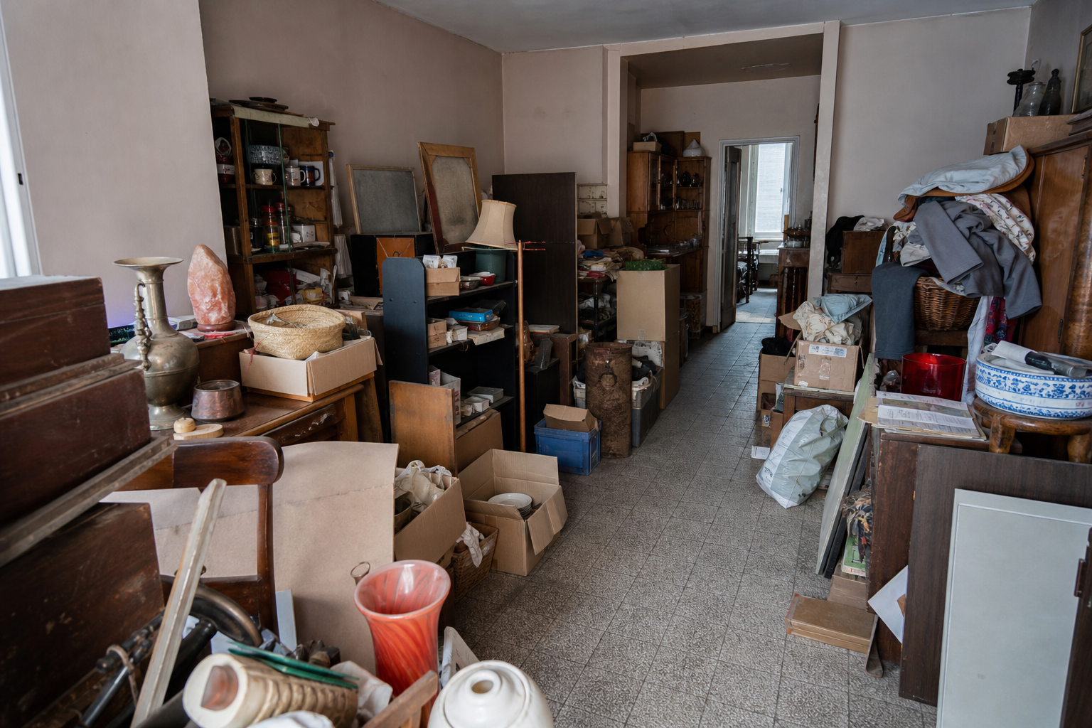 Vide commerce avec logement à Leuze-en-Hainaut : avant, en cours et après — avant débarras