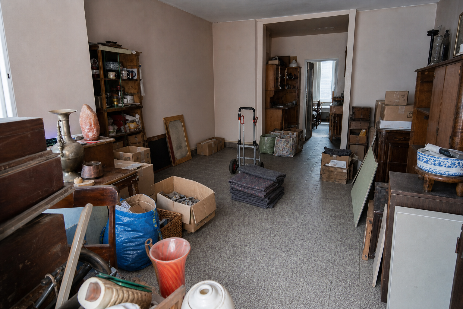 Vide commerce avec logement à Leuze-en-Hainaut : avant, en cours et après — intervention en cours