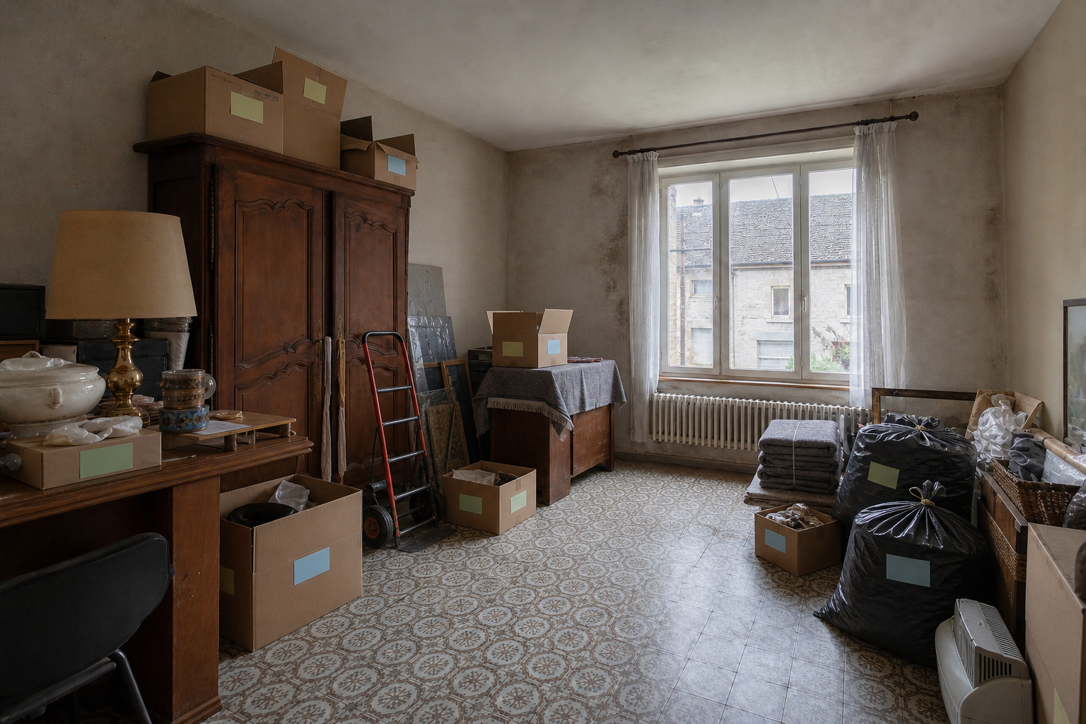 Vide maison de village avec annexes à Libin : avant, en cours et après — intervention en cours