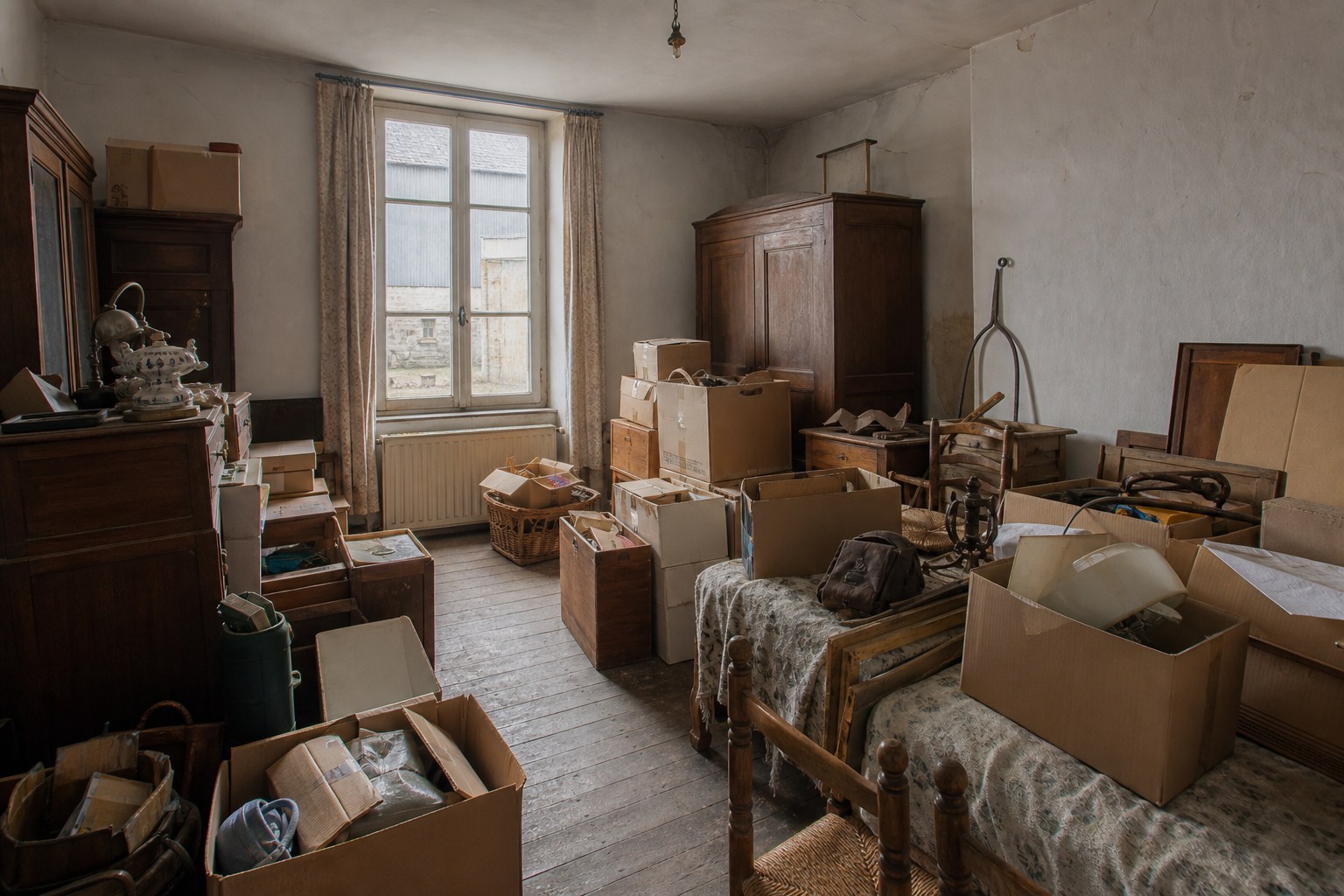 Vide ferme ardennaise avec hangar à Libramont-Chevigny : avant, en cours et après — avant débarras