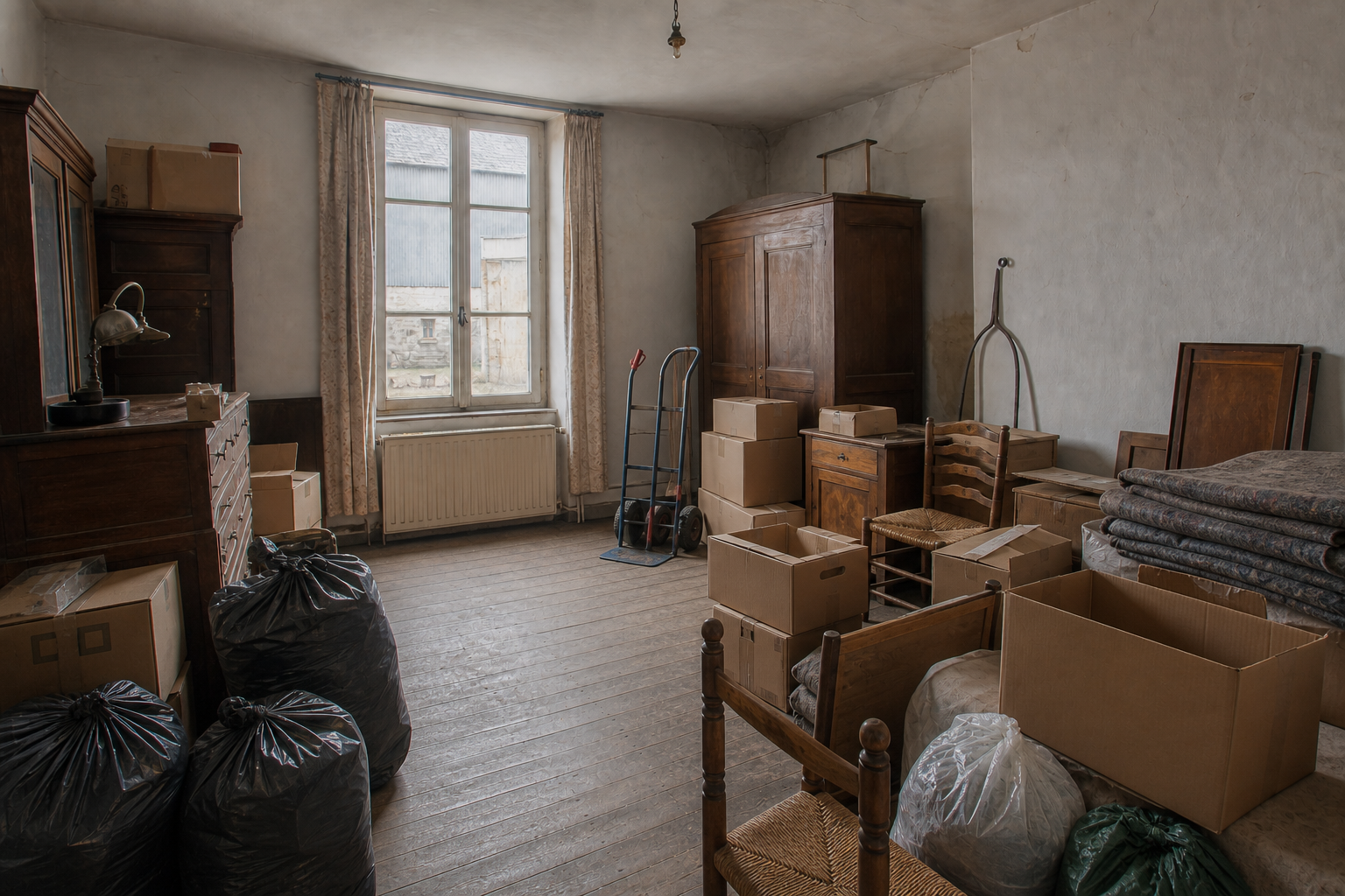 Vide ferme ardennaise avec hangar à Libramont-Chevigny : avant, en cours et après — intervention en cours