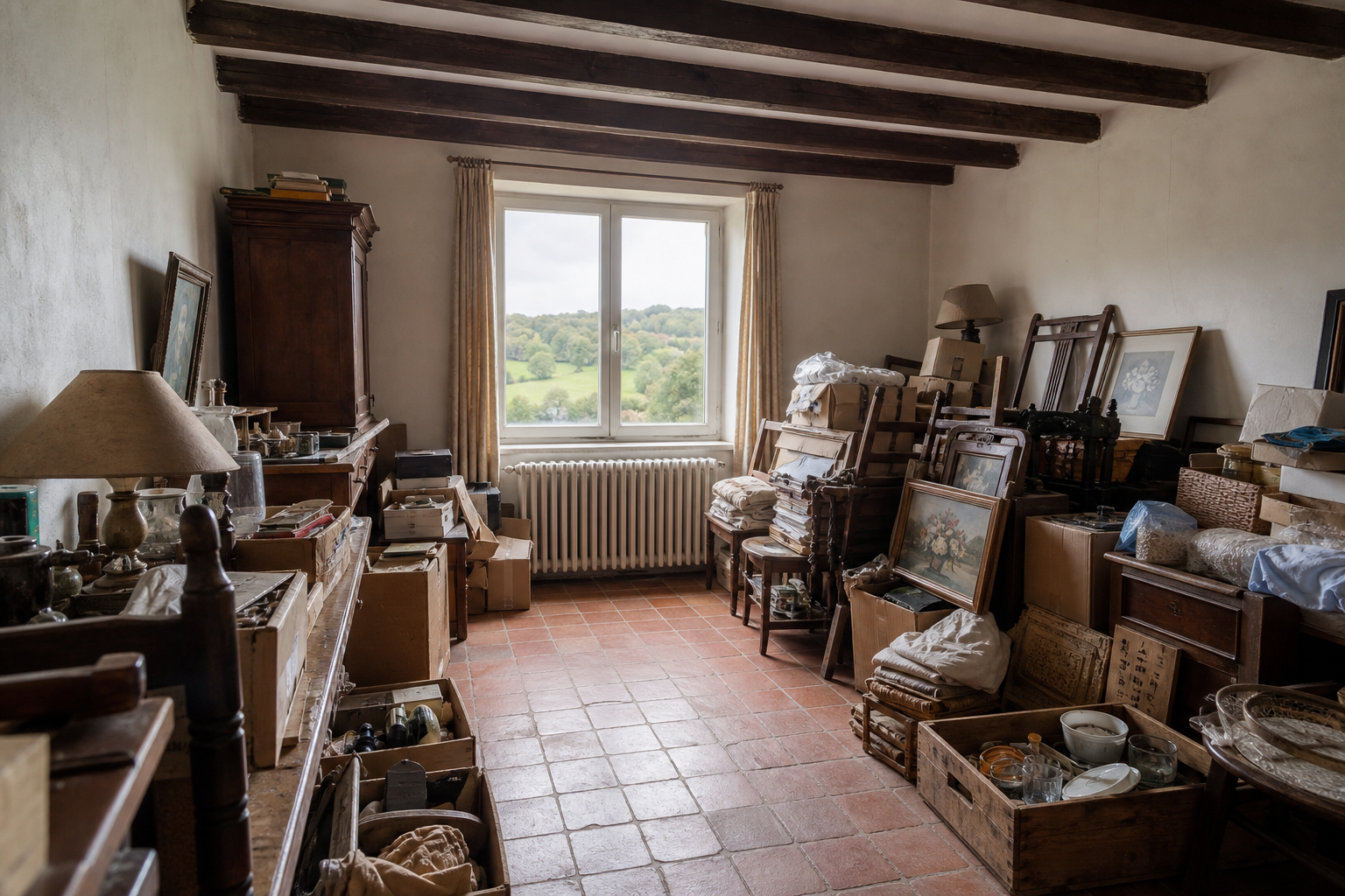 Vide fermette avec dépendances à Lierde : avant, en cours et après — avant débarras