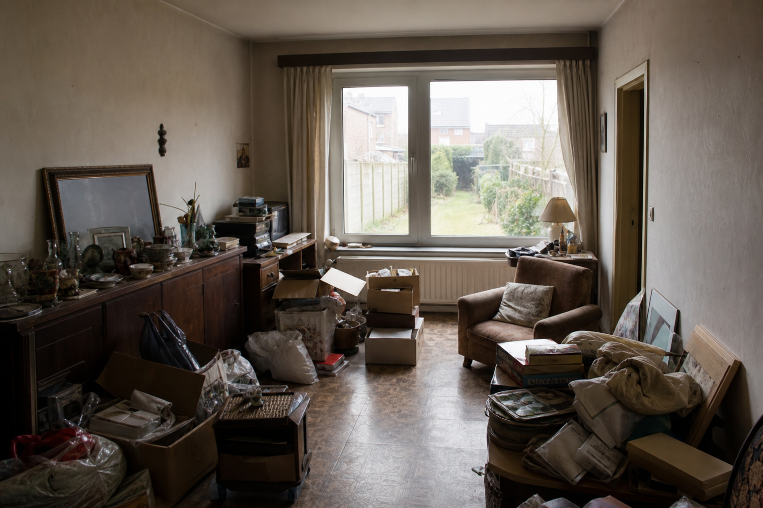 Vide maison ardennaise avec annexes à Lierneux : avant, en cours et après — avant débarras