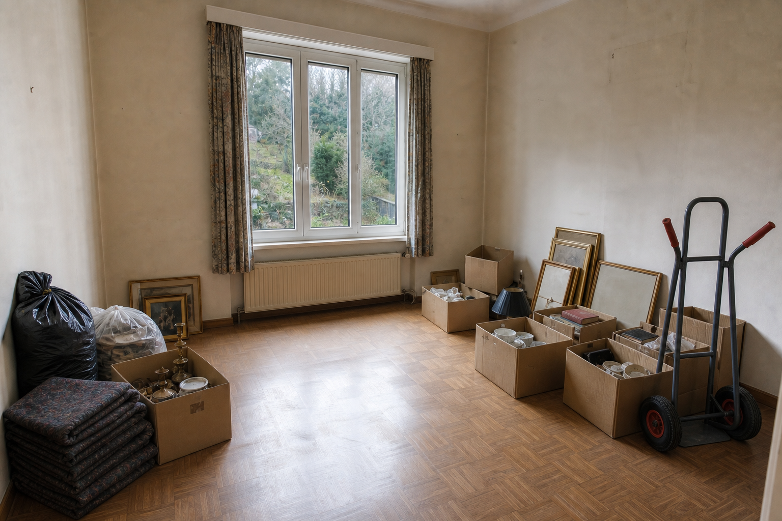 Débarras après départ en maison de repos à Linkebeek : avant, en cours et après — intervention en cours