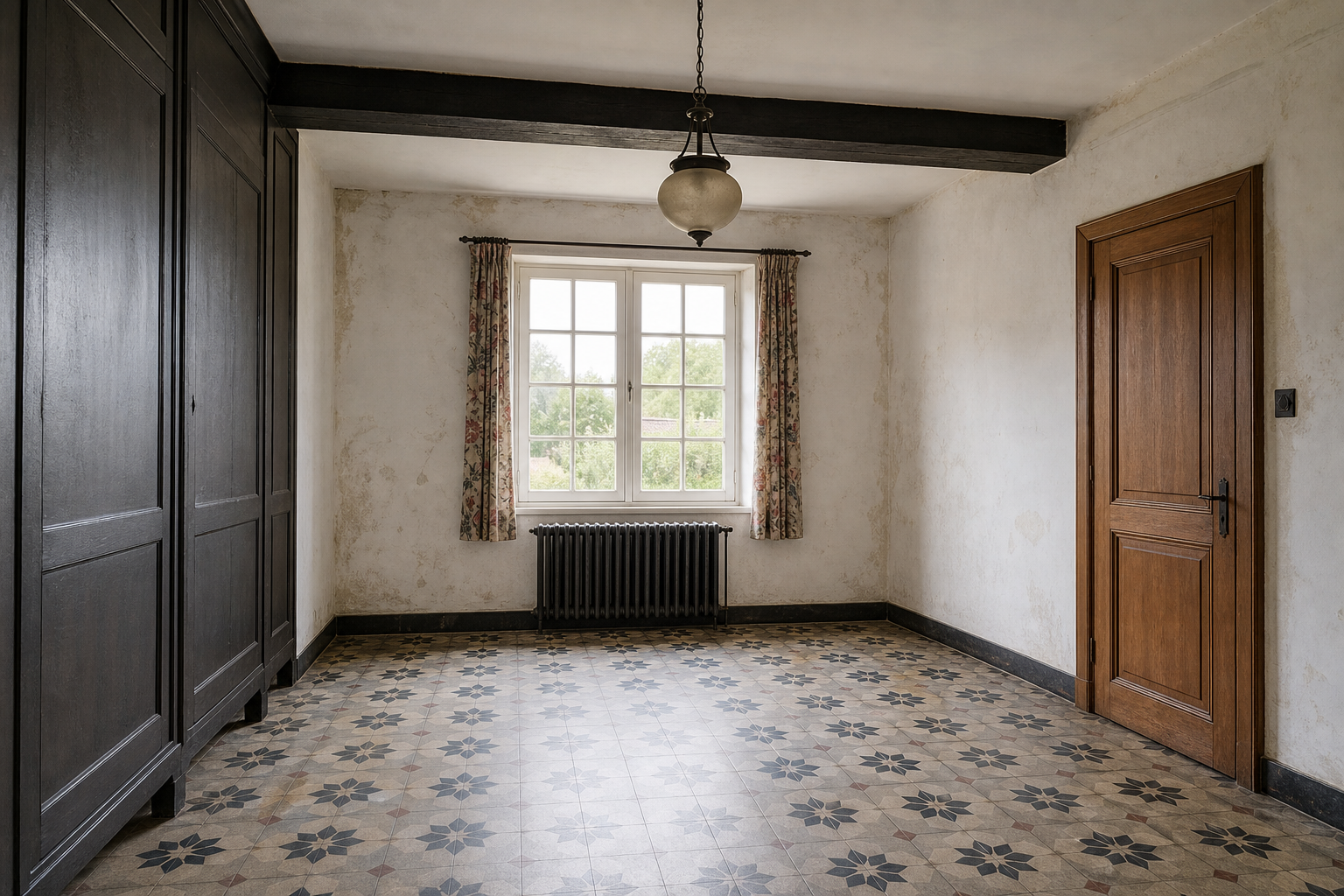 Vide fermette avec dépendances à Lo-Reninge : avant, en cours et après — après débarras