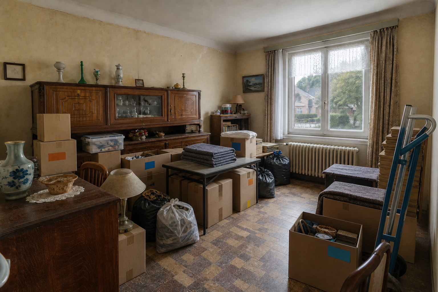Vide maison familiale à Lobbes : avant, en cours et après — intervention en cours