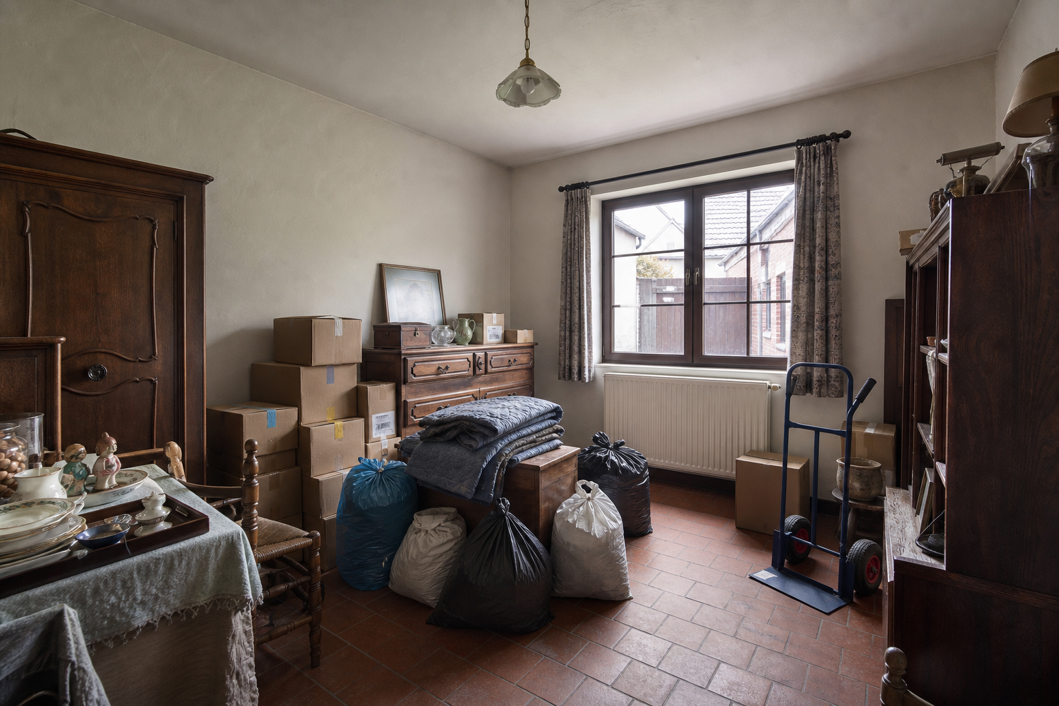 Vide maison familiale avec remise à Lokeren : avant, en cours et après — intervention en cours
