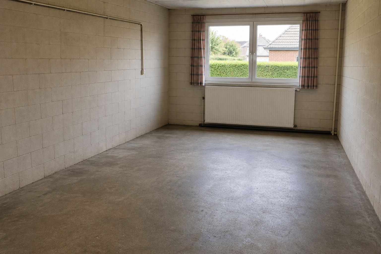 Vide garage atelier de pavillon à Lommel : avant, en cours et après — après débarras