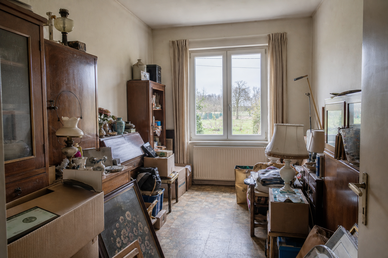 Vide maison avec hangar à Londerzeel : avant, en cours et après — avant débarras