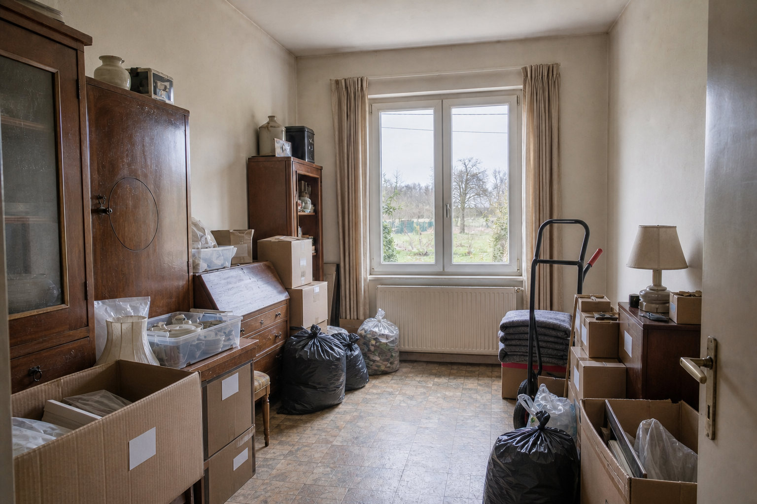 Vide maison avec hangar à Londerzeel : avant, en cours et après — intervention en cours