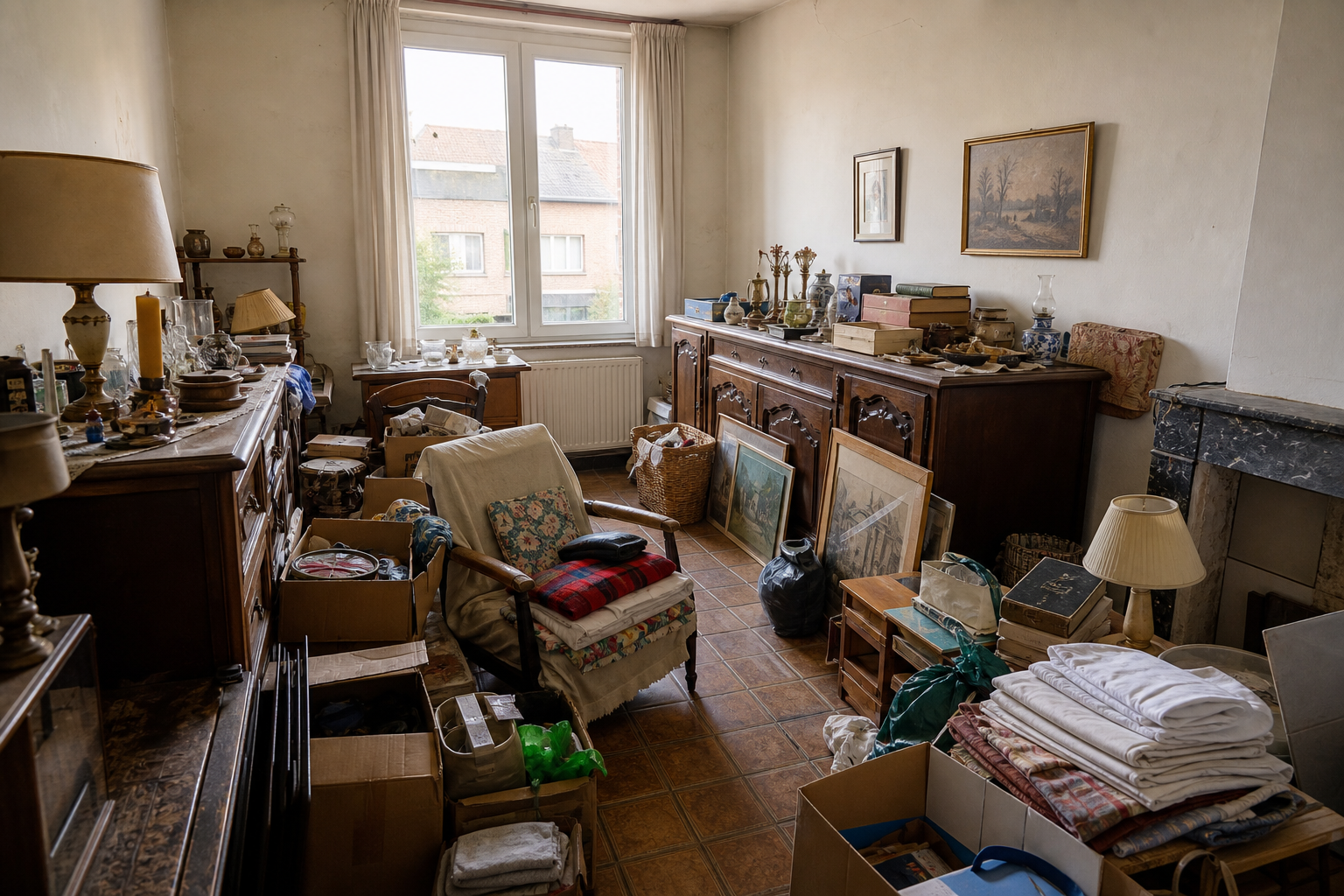 Vide maison de rangée à Lontzen : avant, en cours et après — avant débarras