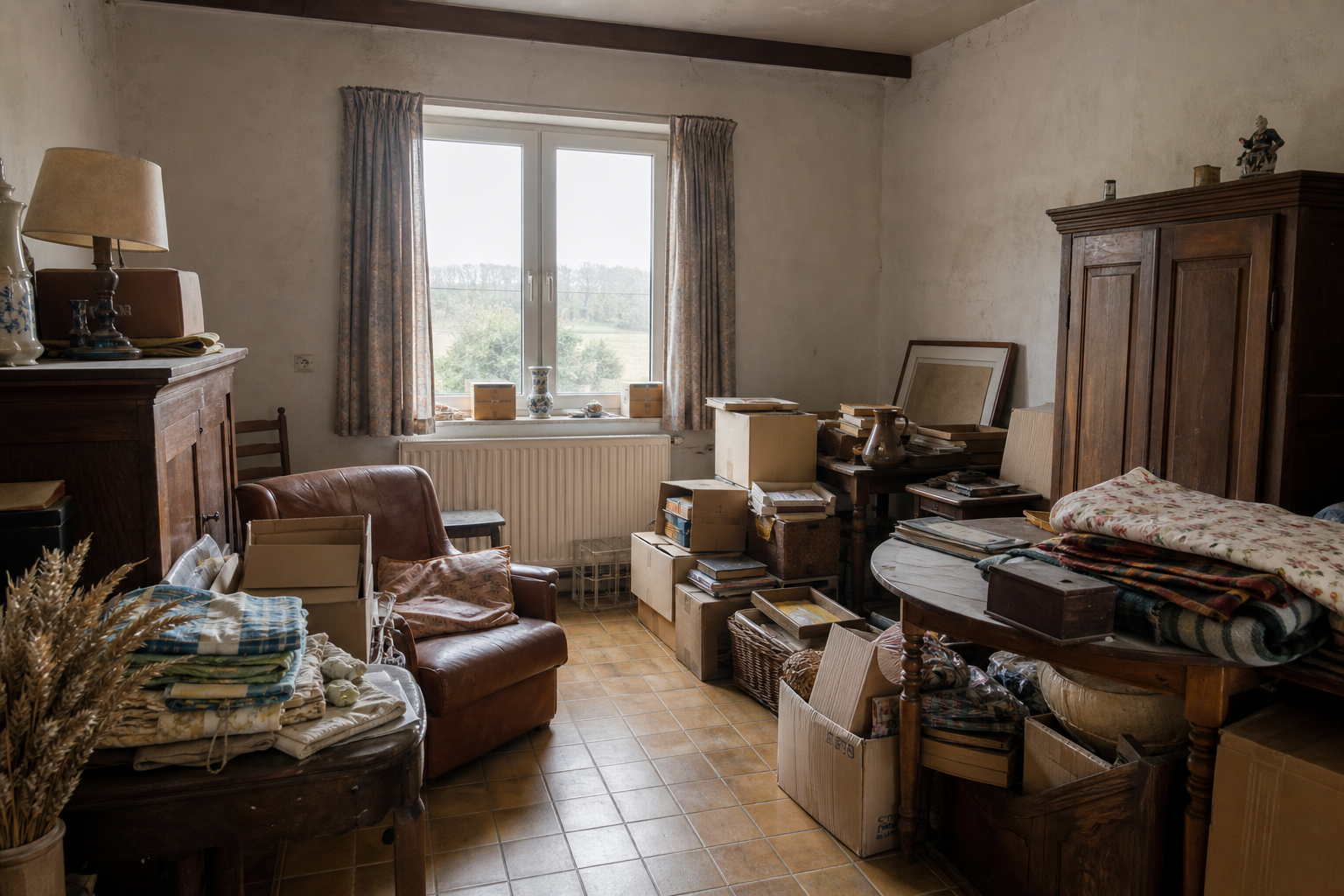 Débarras après départ en maison de repos à Maarkedal : avant, en cours et après — avant débarras