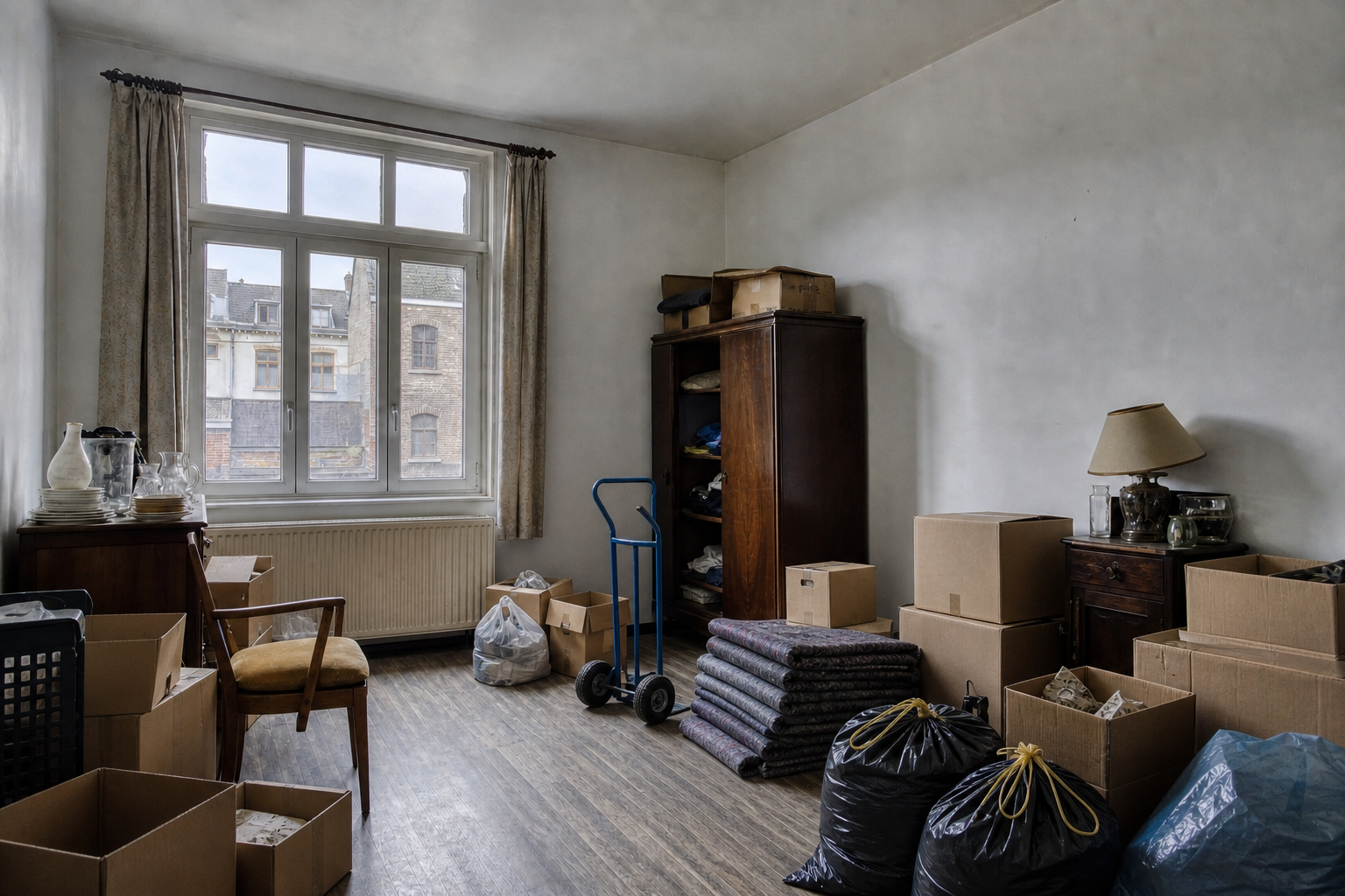 Vide appartement en centre-ville à Malmedy : avant, en cours et après — intervention en cours