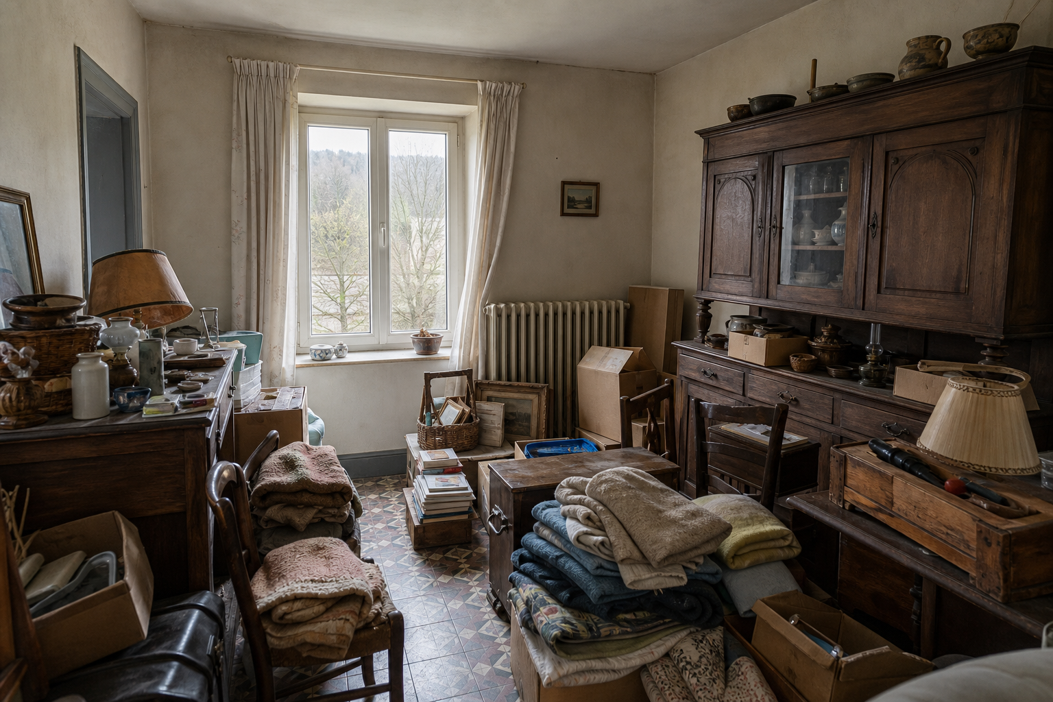 Vide fermette avec dépendances à Manhay : avant, en cours et après — avant débarras